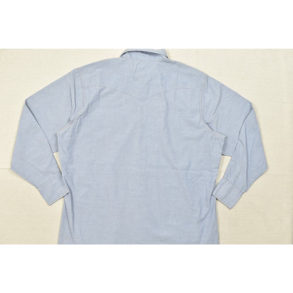 Wrangler Men's 18.5 x 38 Blue Long Sleeve Western Pearl Snap Shirt 70130MW Tall - Picture 8 of 8